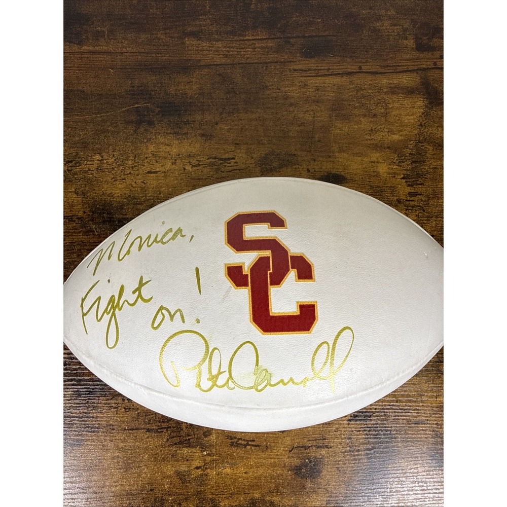 Pete Carroll Signed USC Trojans Nike Football Fight On Inscription No COA